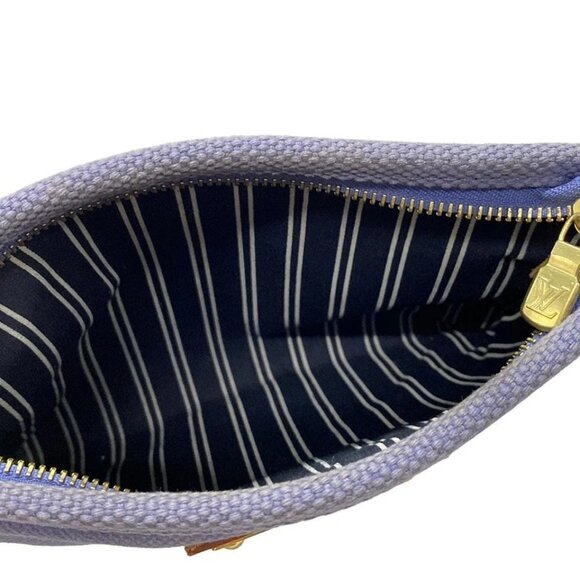 Auth LOUIS VUITTON Pochette Platt PM M40070 Blue Antigua - SP1025 Pouch Canvas - Picture 9 of 9